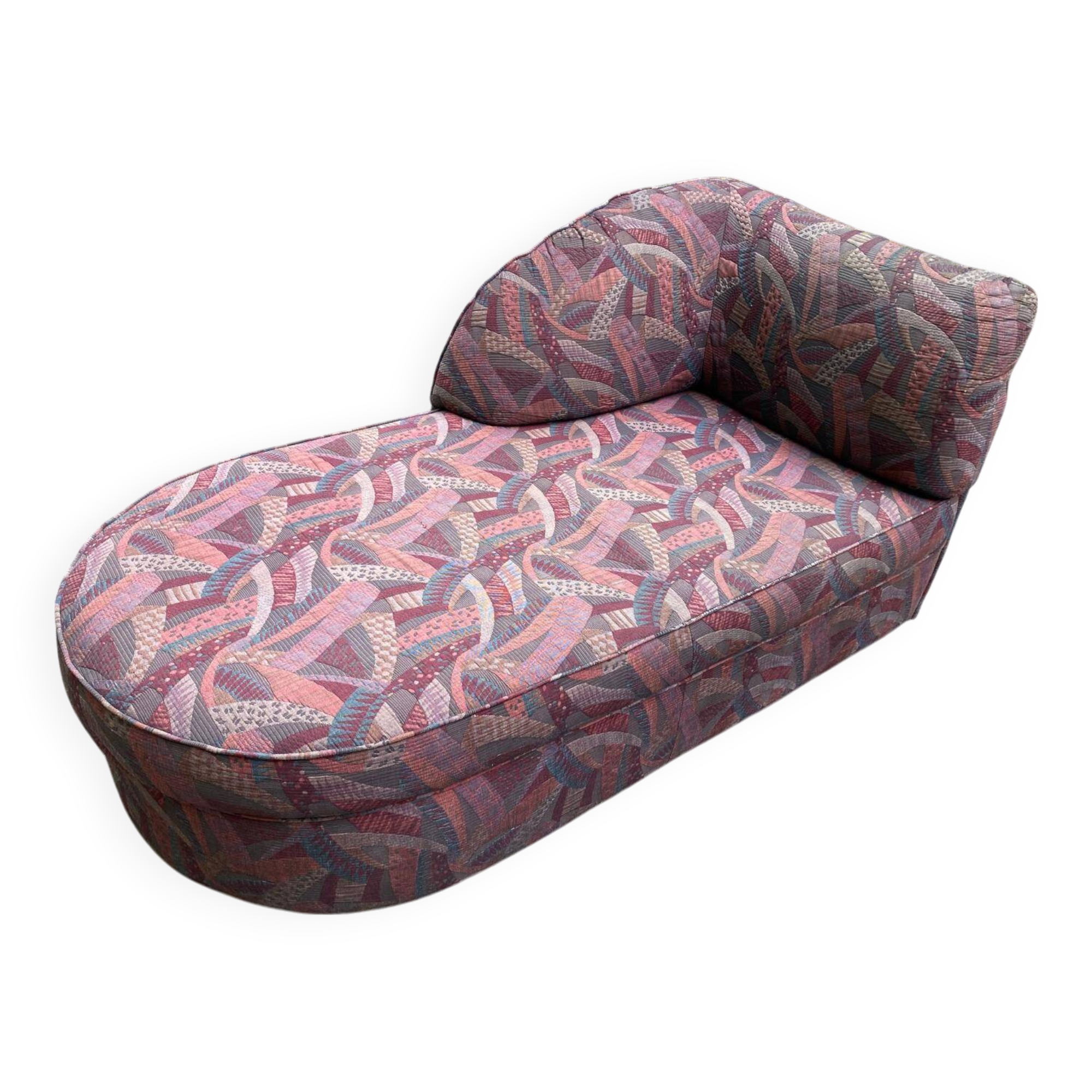 Canapé d'angle méridienne en tissu brodé bordeaux 160cm