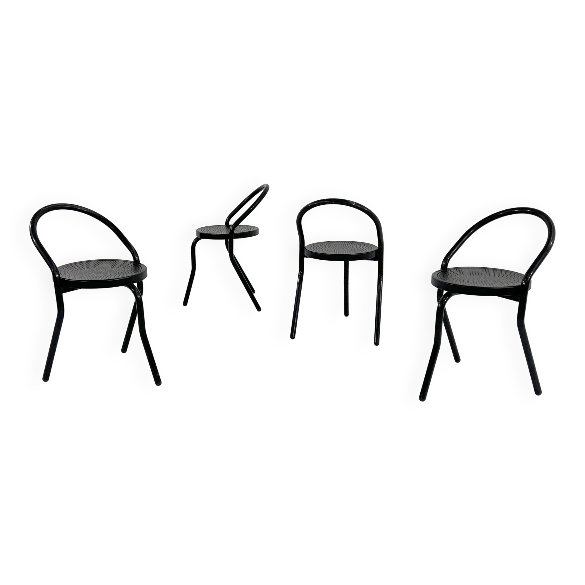 4 chaises en métal postmodernes, 1980