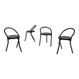 Set of 4 Postmodern Metal Chairs, 1980