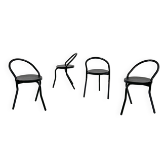 4 chaises en métal postmodernes, 1980