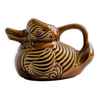 Old Sarreguemines barbotine duck pitcher.