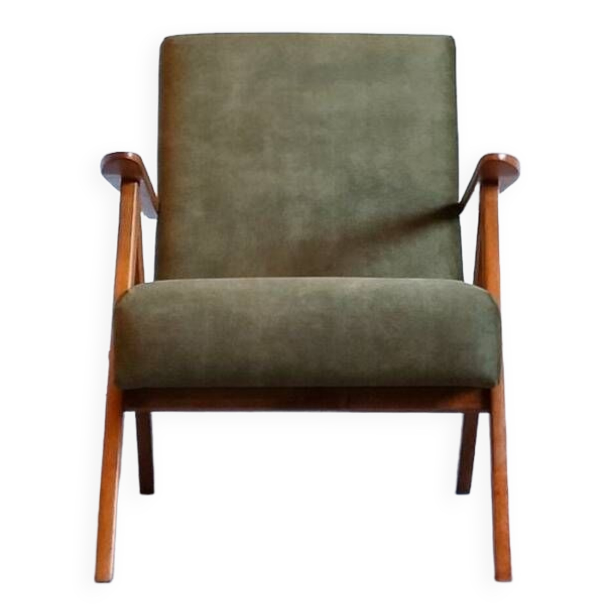 Mid Century Easy Chair Model B - 310 Var in Forest Green Velvet