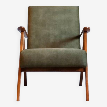 Fauteuil Mid Century Modèle B - 310 Var en Velours Vert Forêt