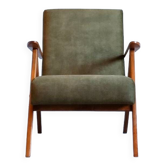 Fauteuil Mid Century Modèle B - 310 Var en Velours Vert Forêt