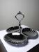 Vintage three-bowl server in silver-plated metal, shell decoration 1970-80.