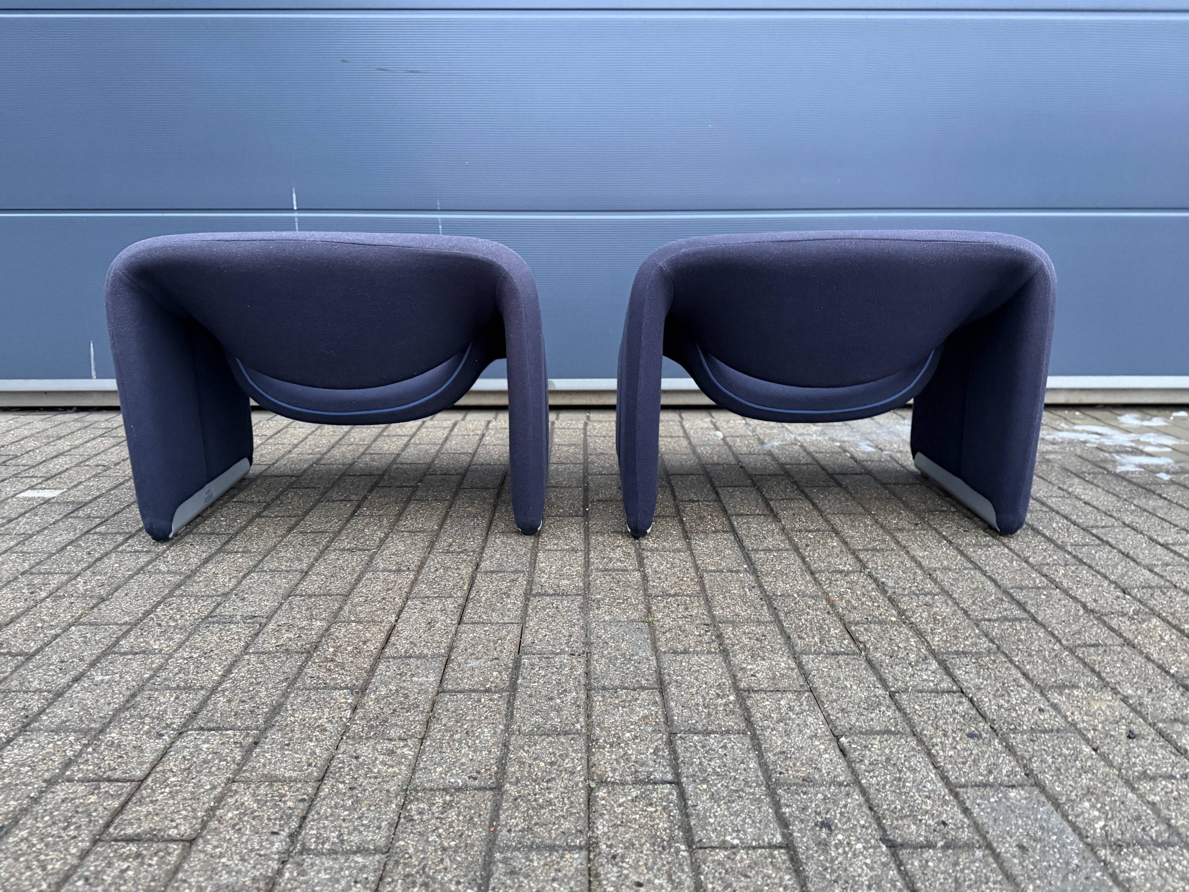 2x Artifort Groovy F598 by Pierre Paulin, Dark Blue, original