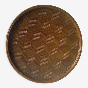 Tray wood straw rice geometric decoration style art deco