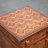 Table de nuit artisanale marqueté style parquet, table de chevet art déco style