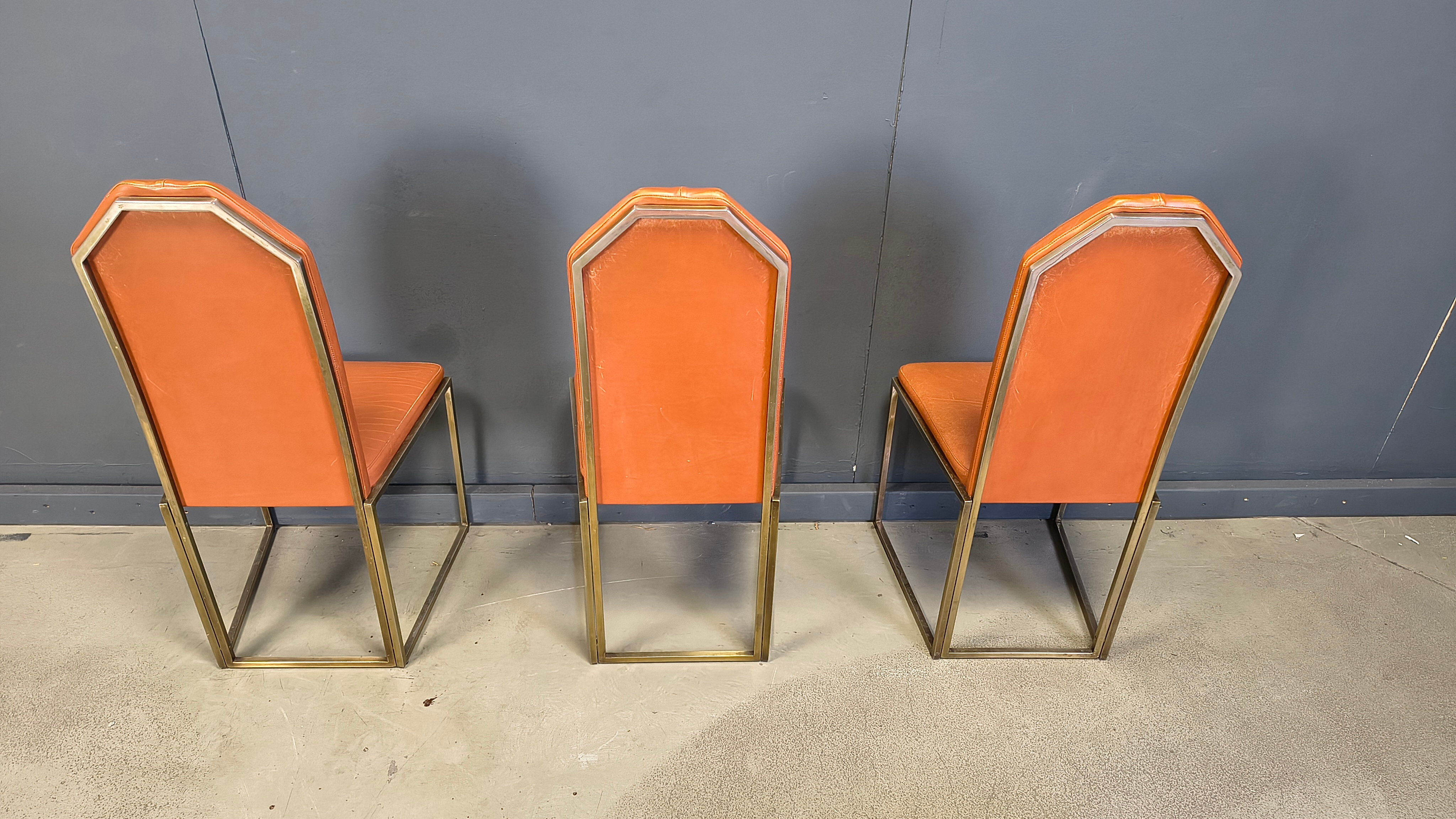 Vintage brass dining chairs by Belgochrom, 1970s
