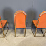 Vintage brass dining chairs by Belgochrom, 1970s