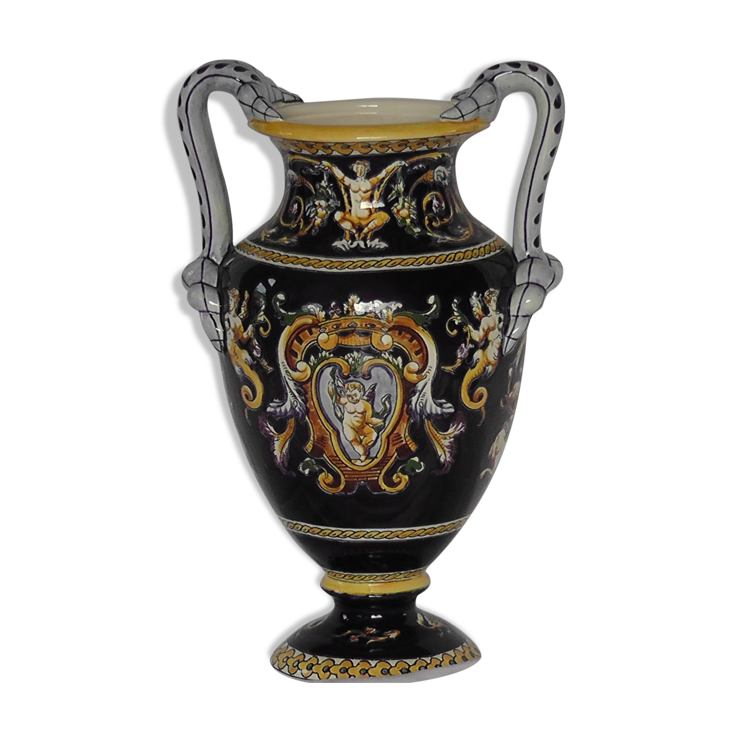 Vase à anses en faïence de Gien