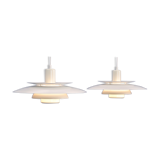 Set of 2 danish hanging lamps in white and off white by Lyskaer, 1970s