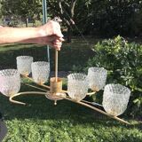 lustre long avec 6 globes en verre