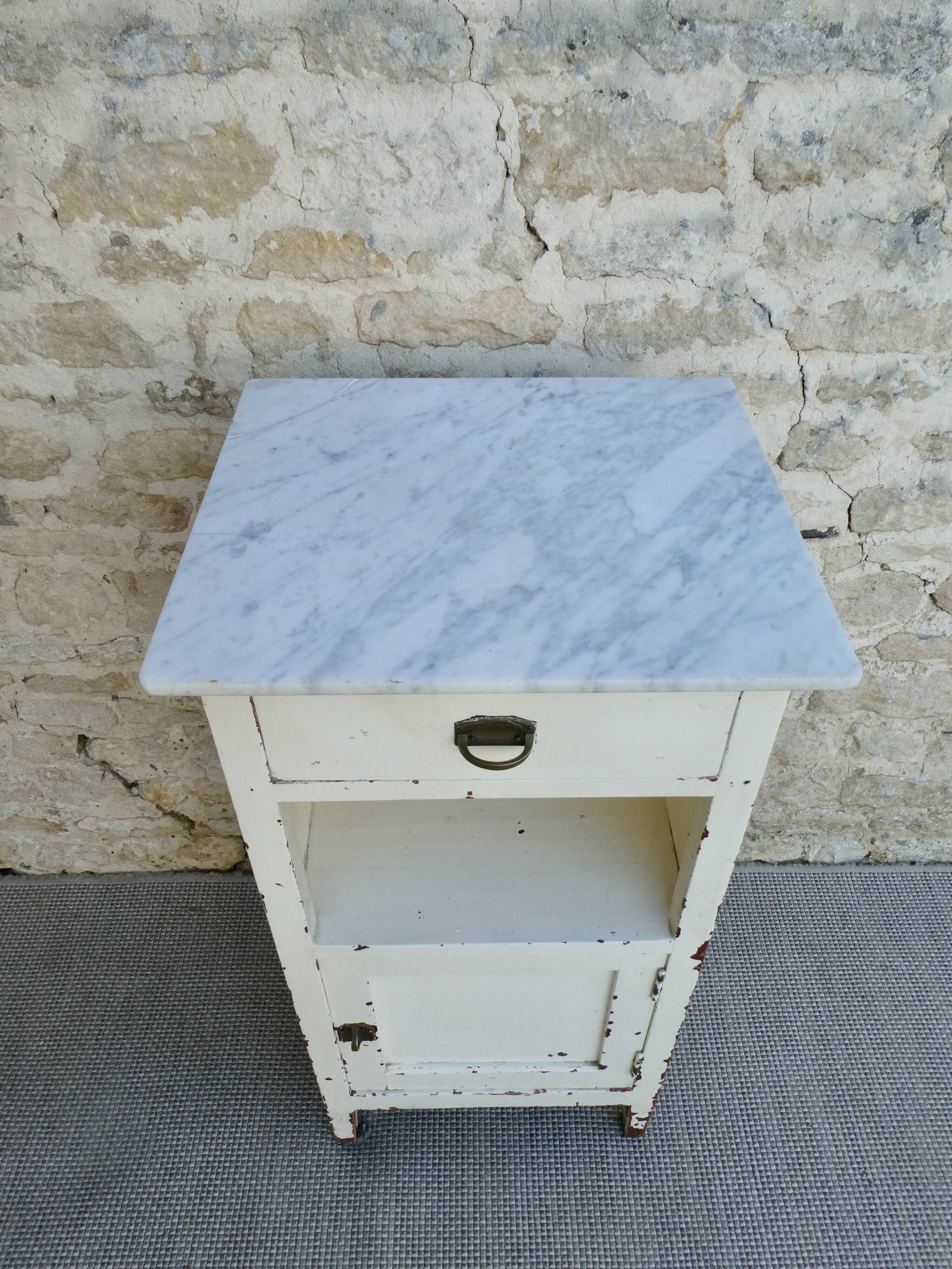 Bedside, wooden nightstand, clinic in Switzerland, 30s-40s