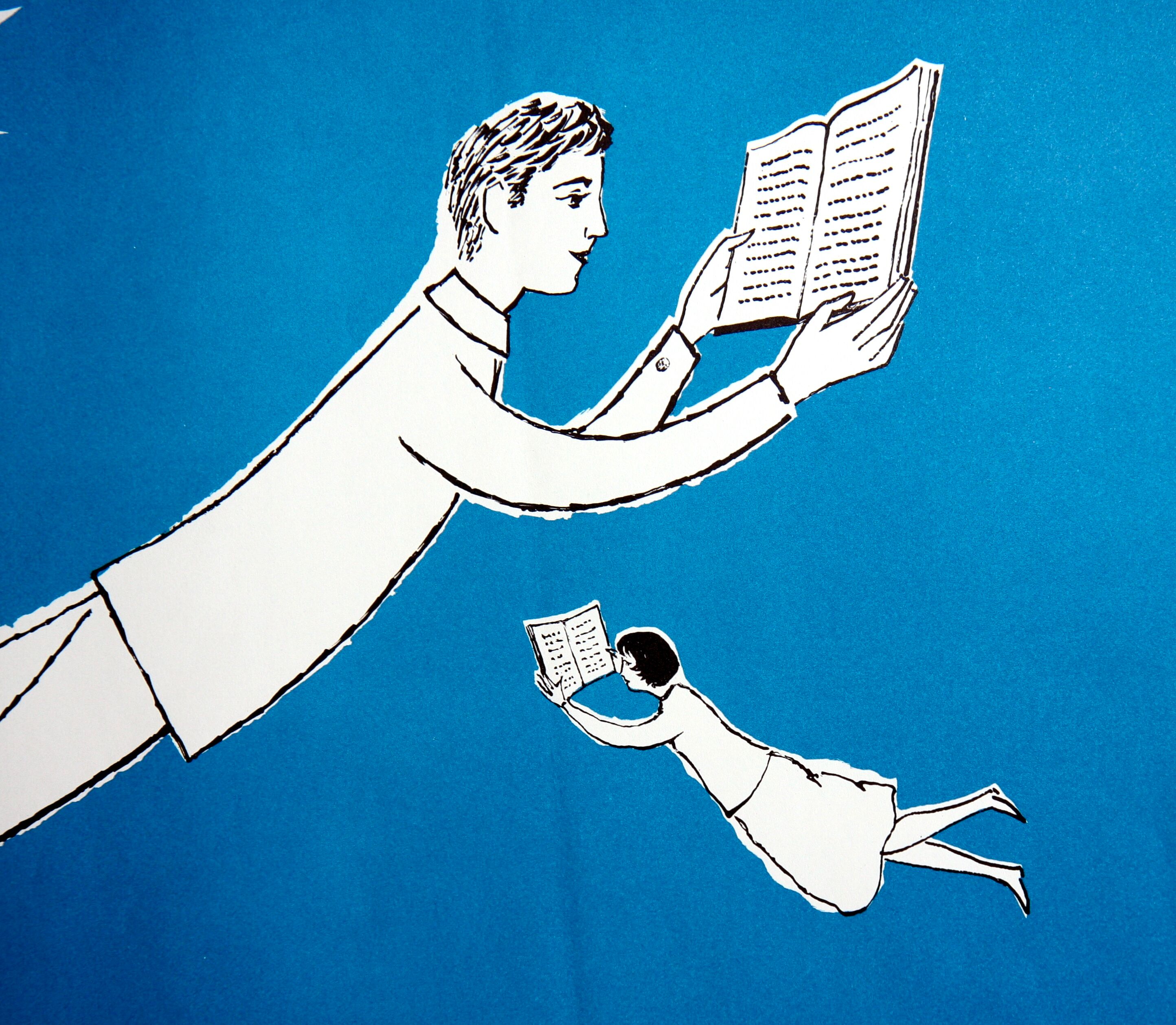 Old poster of 1959 " 200 books for teenagers ", format 40x 60 cm