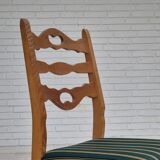 1970s, set of 6 Danish dining chairs, original condition, oak wood, furniture wool.