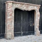 Louis XV style fireplace in grey marble from the Ardennes circa 1880