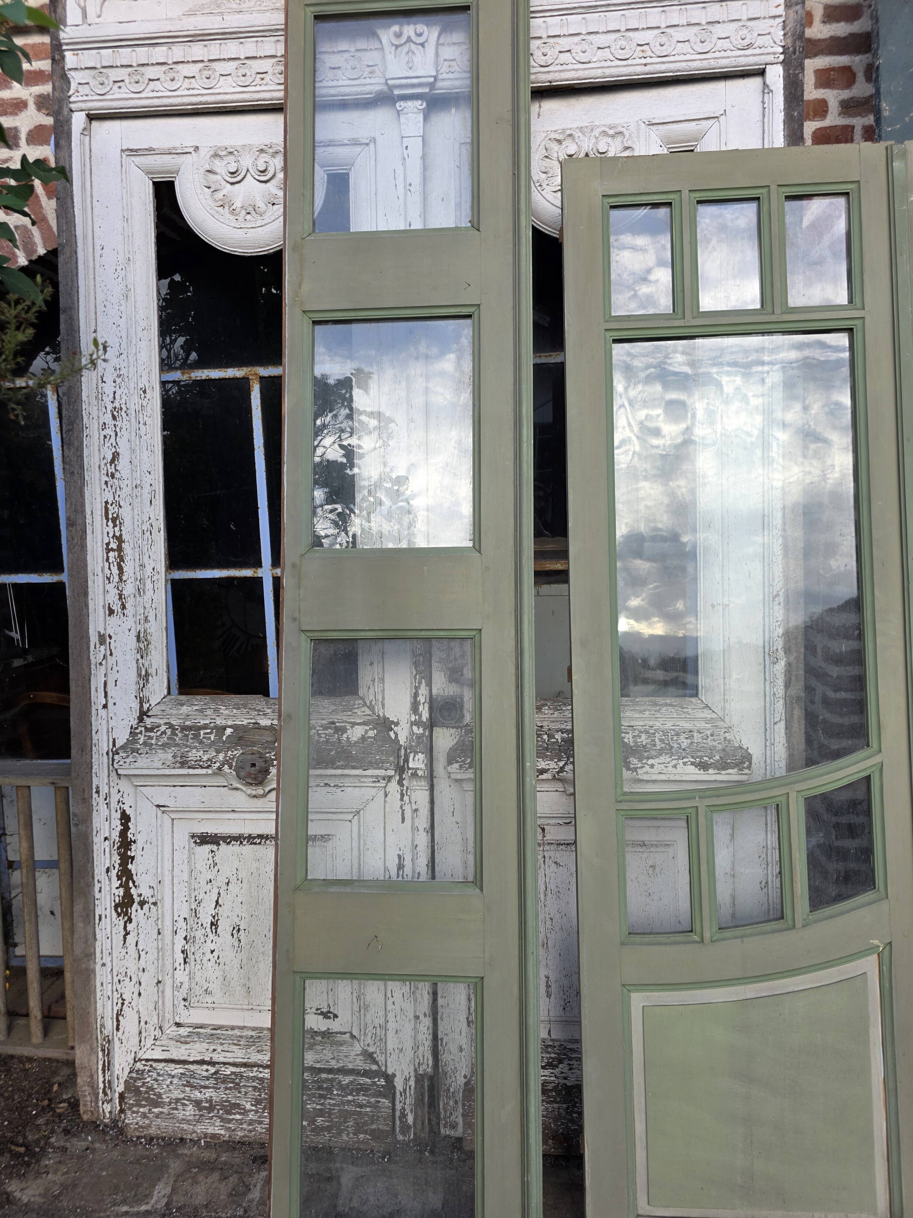 4 Art Nouveau partition doors + transom