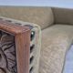 1950s, Danish curved sofa, furniture velour, oak wood.