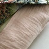 Pair of cushion covers, old tapestry and cotton gauze
