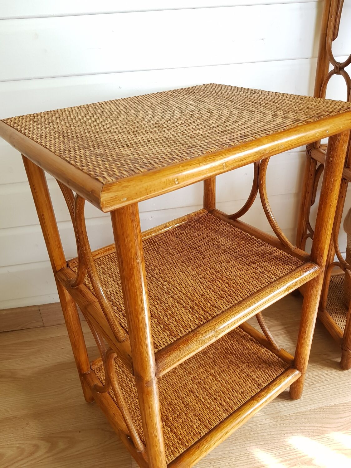 Rattan bedside table bookcase