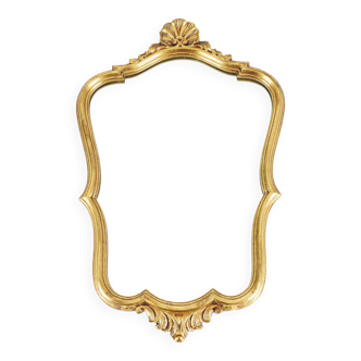 Grand miroir ancien, coquille, doré.