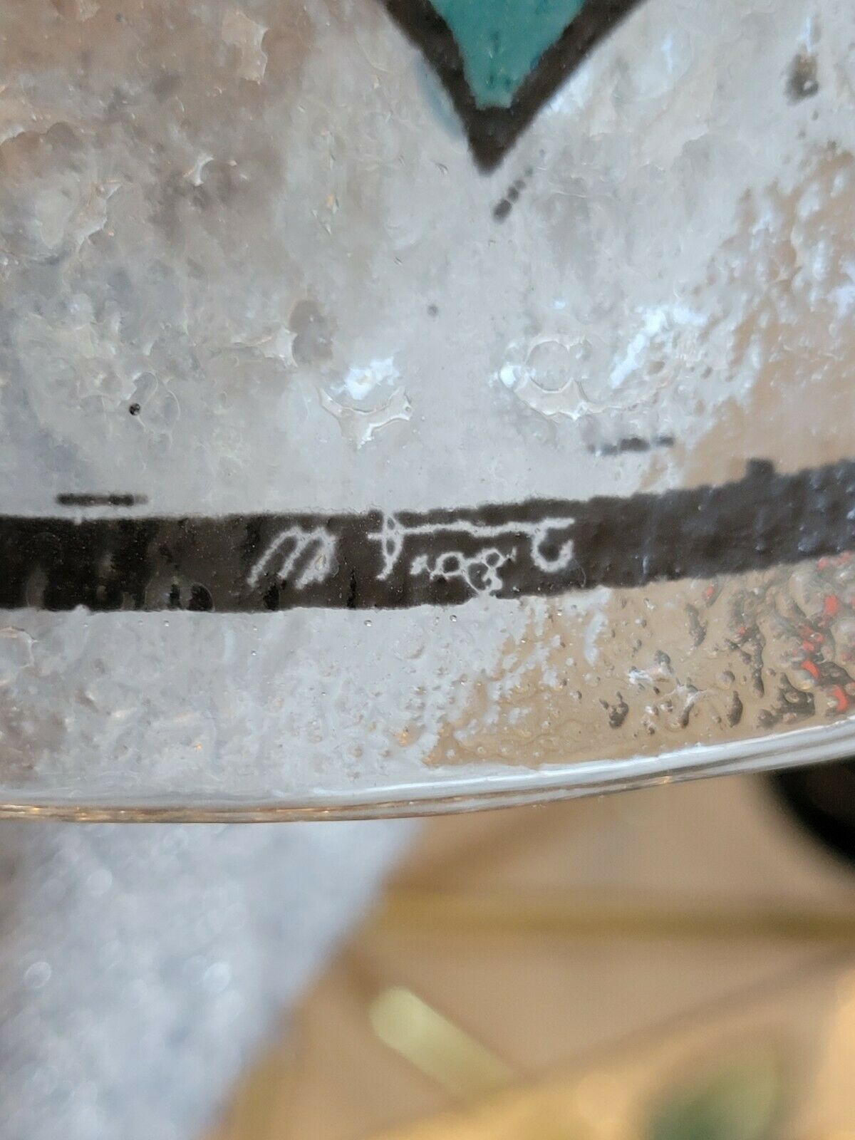 Dessert service in glass decoration fruits pomegranates signed