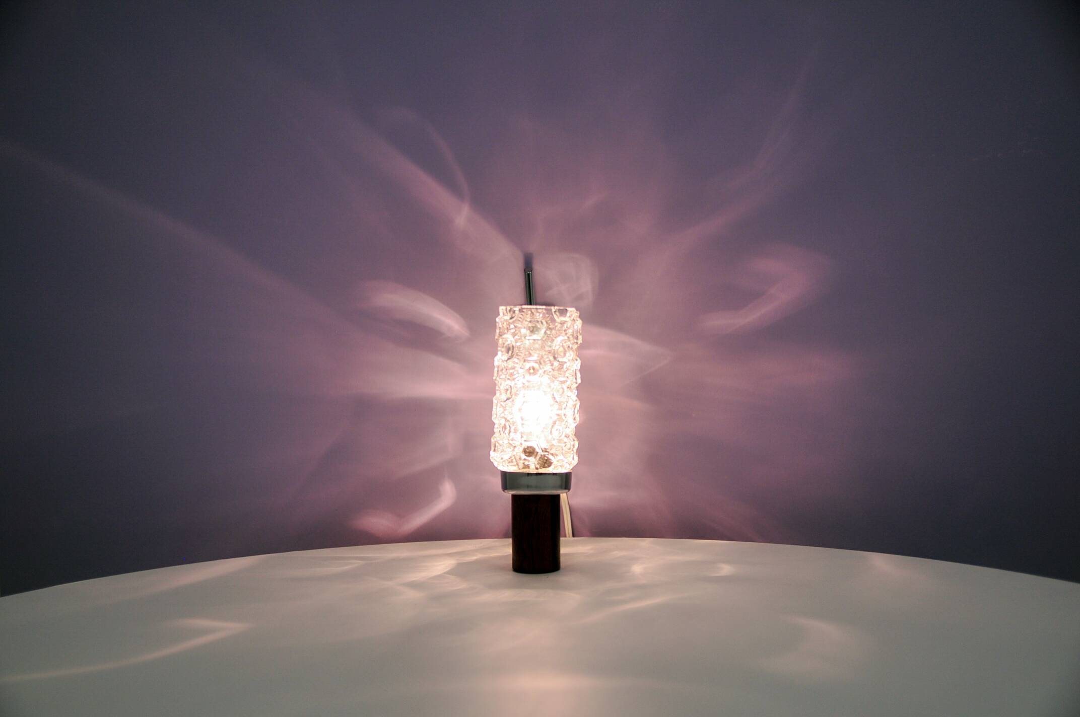 Vintage veneer rosewood wall lamp glass kelp