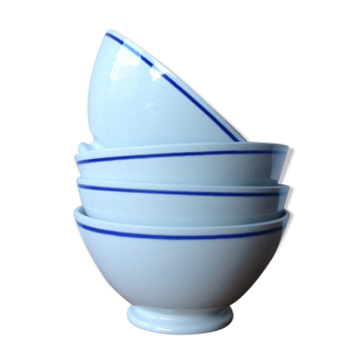 4 former bowls Sarreguemine - blue border