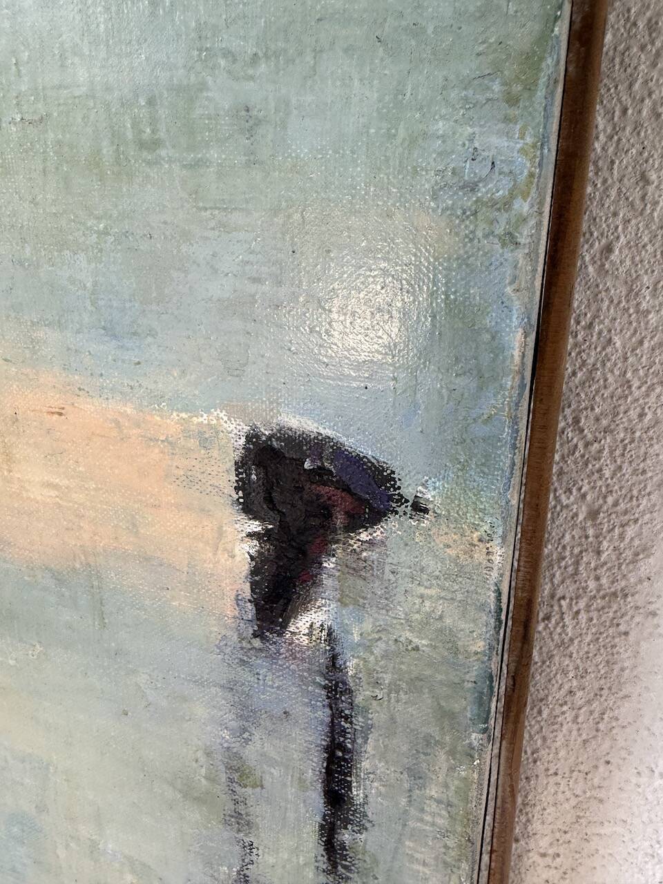 Toile abstraite nymphéas signée JP Perron, XXème