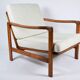 Fauteuil scandinave original Baczyk, années 1960, rénovation, teck.