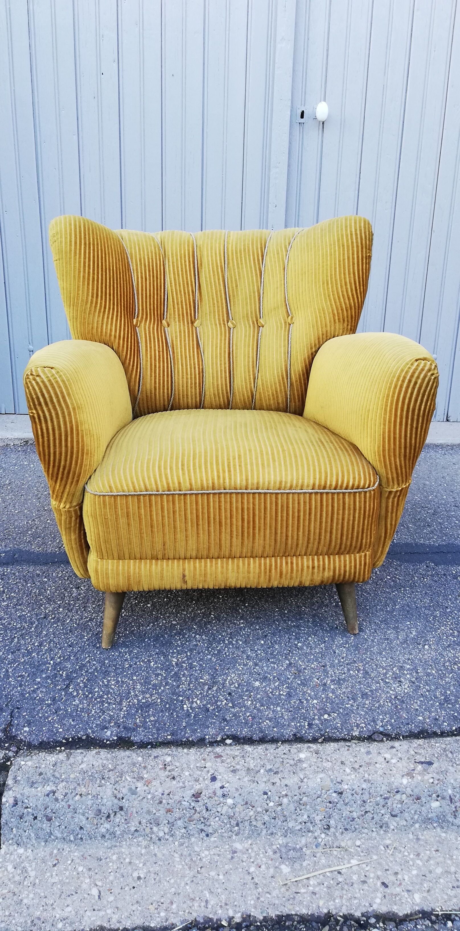 Vintage armchair yellow fabric
