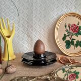 Set of 2 black octagonal egg cups