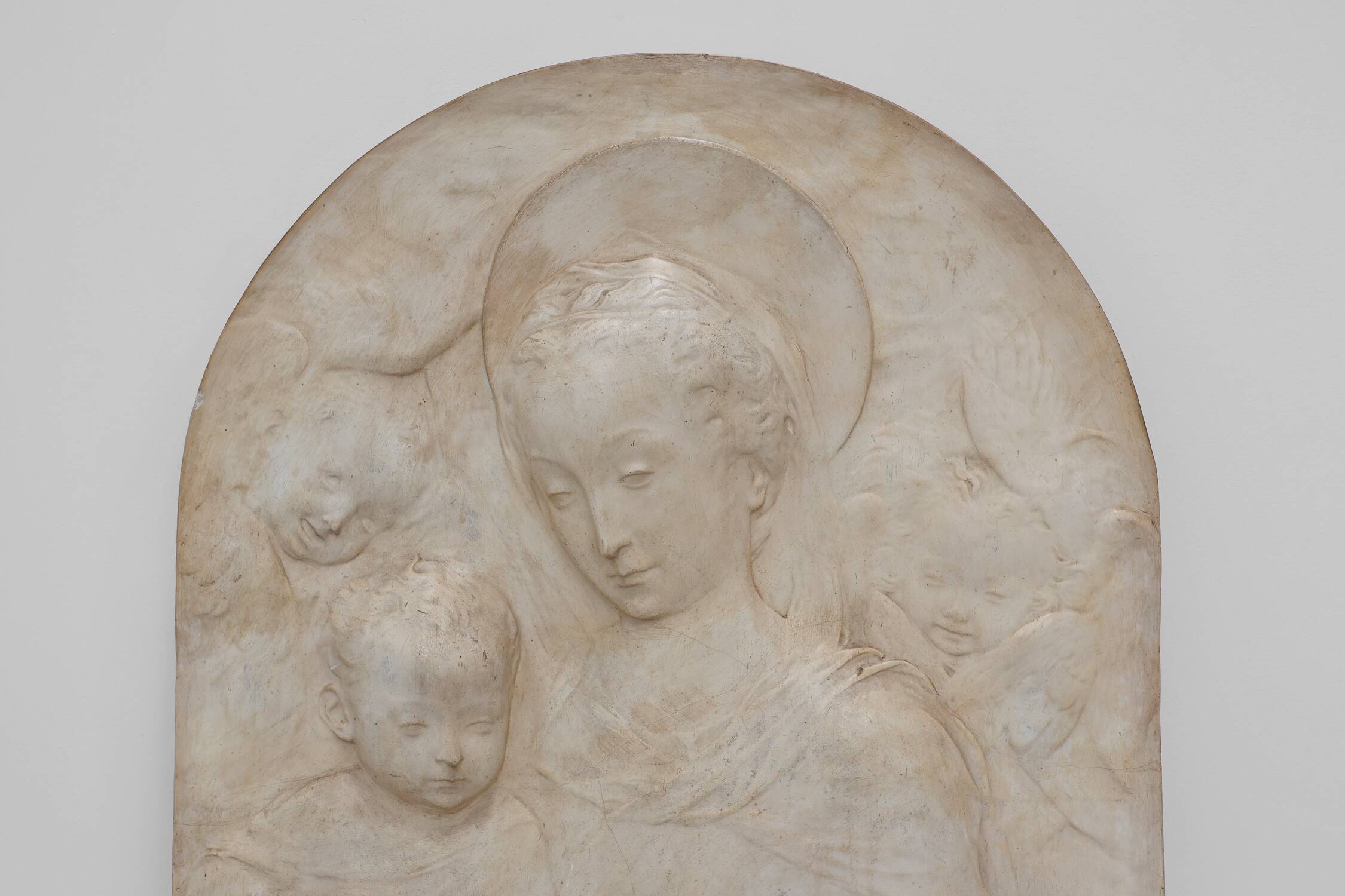 Bas relief in stucco of Madonna with child by Antonio Rossellino, Italy ca.