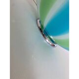 Lampe de table contemporaine sphère laiteuse, bleue et verte en verre de Murano