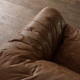 Canapé Sloop Ligne Roset par Michel Ducaroy en cuir cognac, années 1970