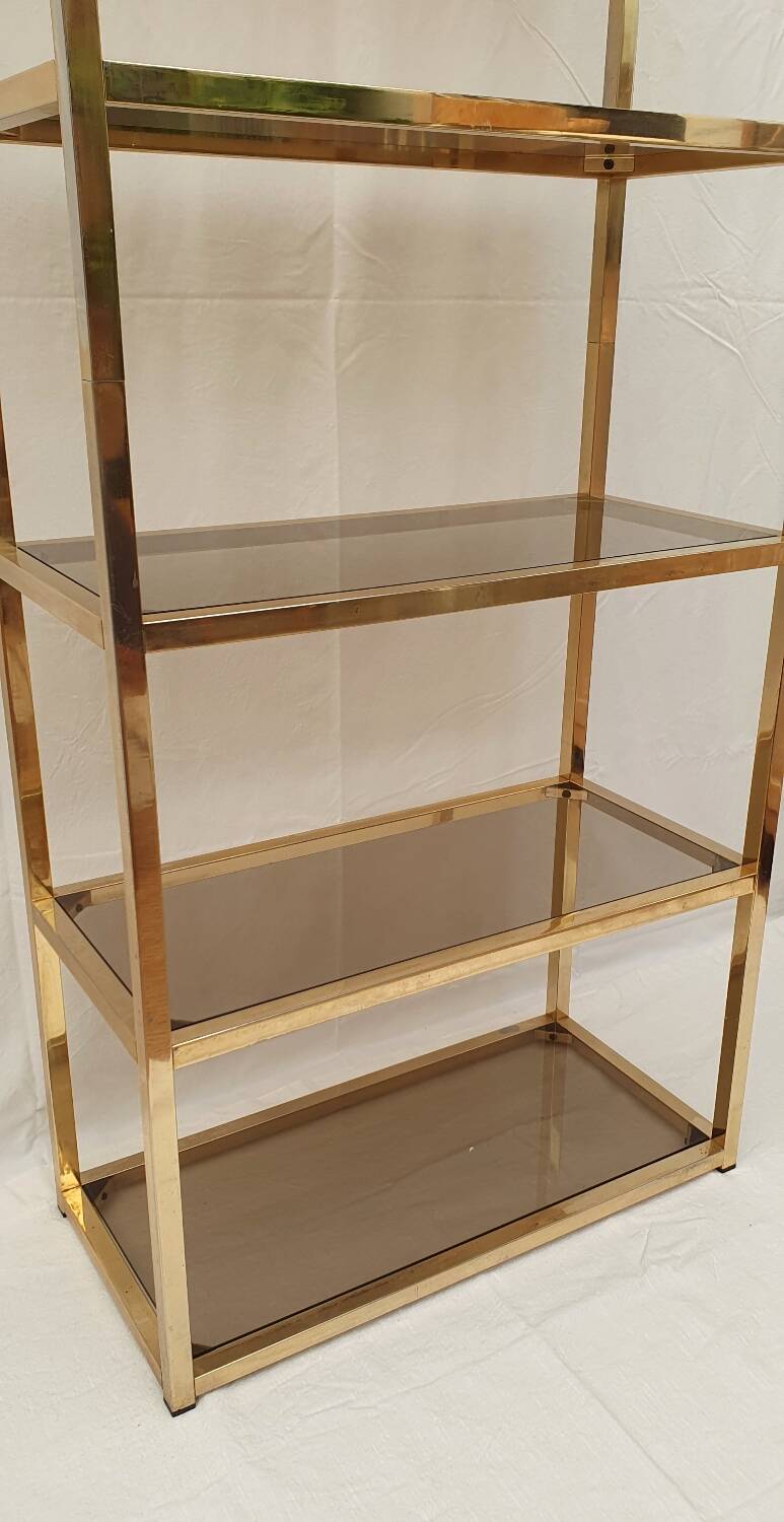 Gold and smoked glass shelf 1970