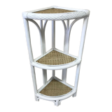 Rattan corner shelf and white and natural wicker