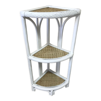 Rattan corner shelf and white and natural wicker