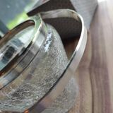 Ice bucket in silver-plated metal and crackled glass
