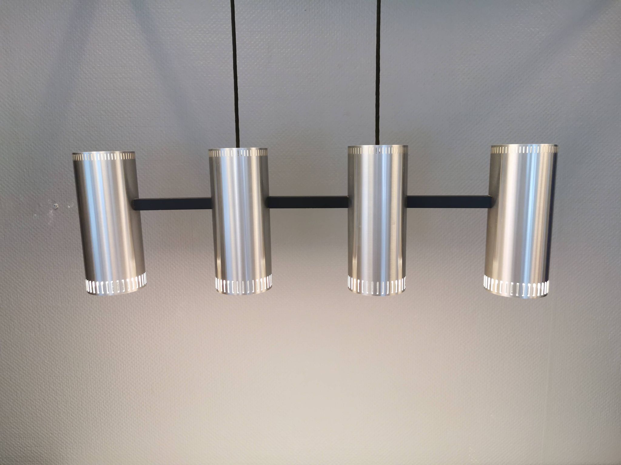 Very beautiful and rare Cylinder IV hanging lamp designed by Jo Hammerborg for Fog og Mørup in 1966.