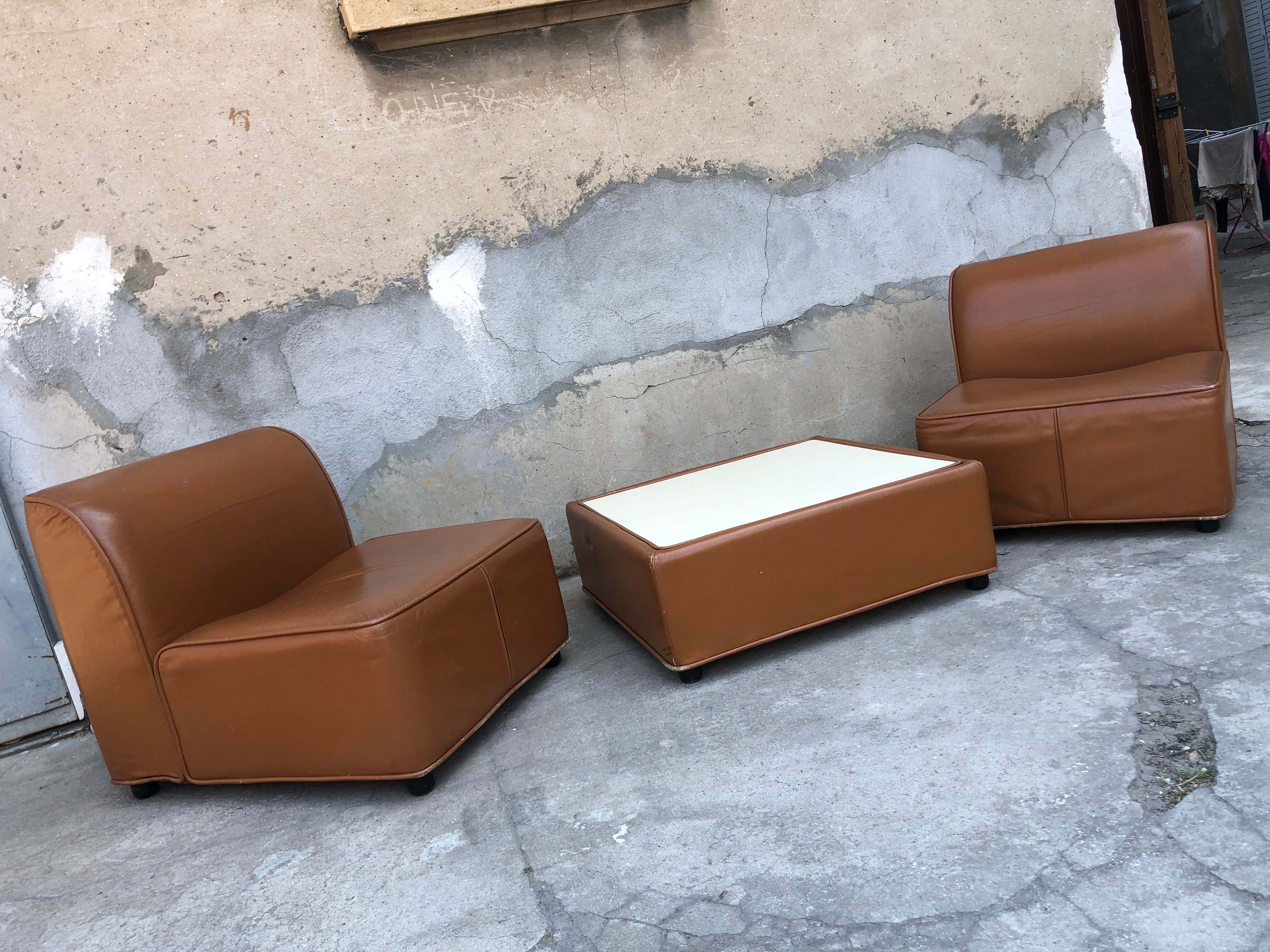 Armchairs and coffee table 1970