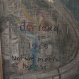 Huile sur toile signée Christian Duriaud - Nature Morte à la Rose, 1969