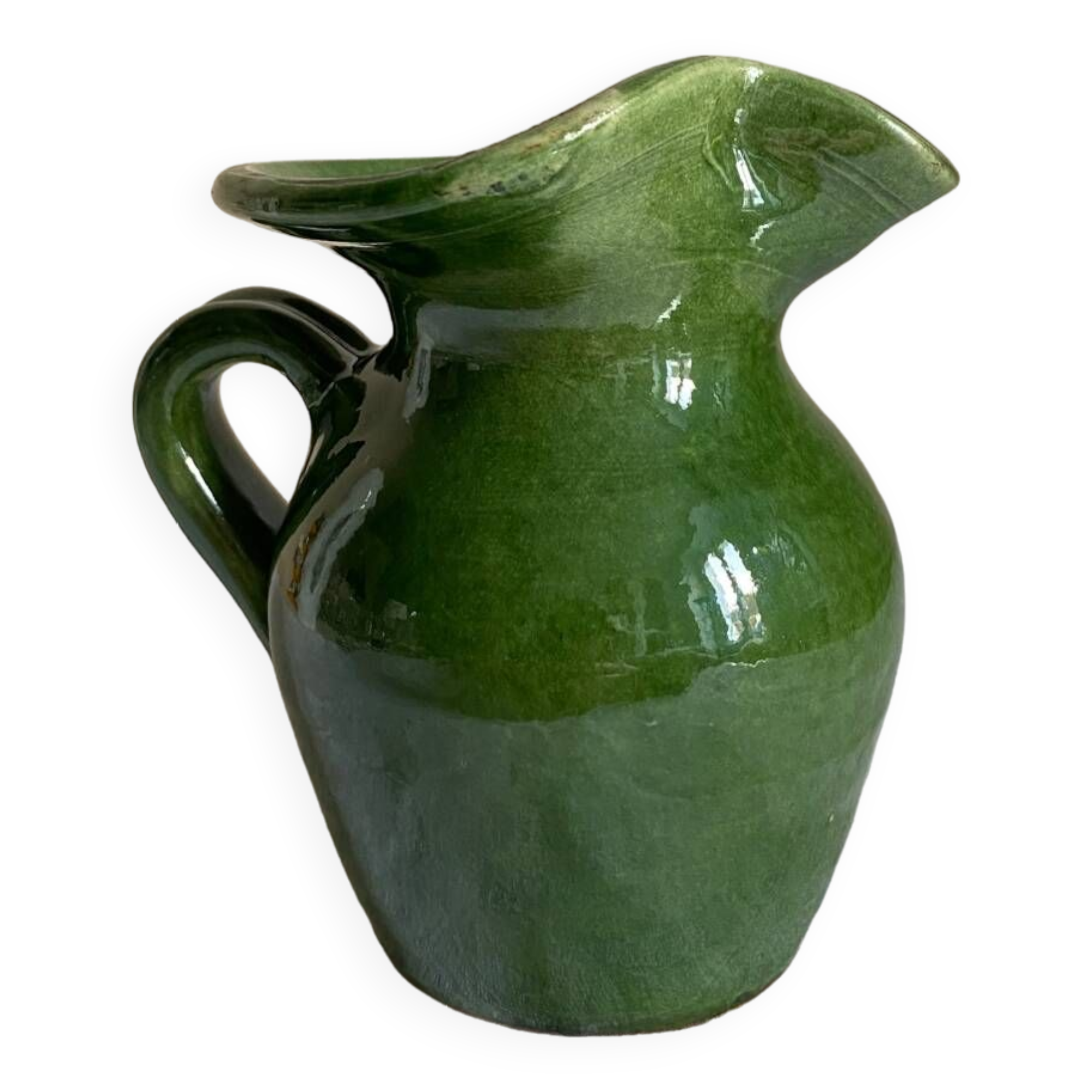 Provençal pitcher in green glazed earthenware