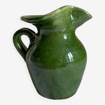 Provençal pitcher in green glazed earthenware