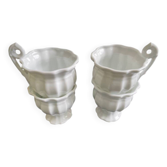 Set of 4 white porcelain teacups