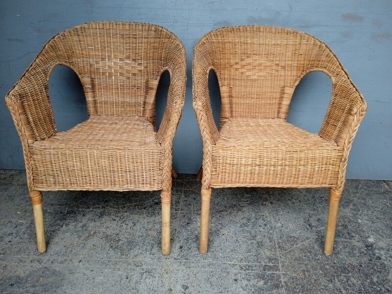 Pair of vintage rattan armchairs