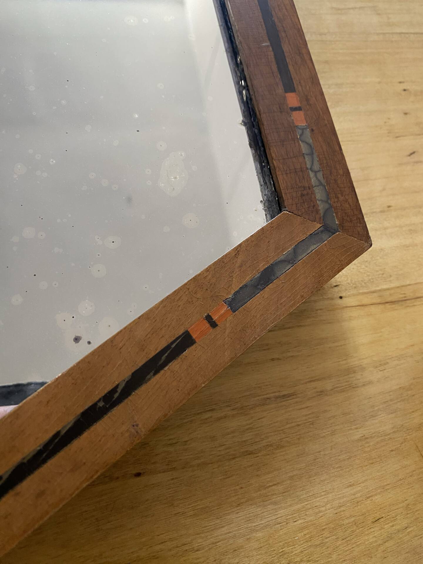 Miroir Art déco vintage bois marqueté