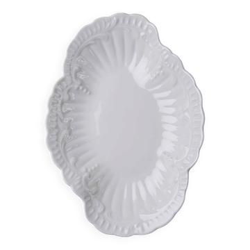 Plat creux vintage Chastagner Limoges en porcelaine blanche, style rocaille