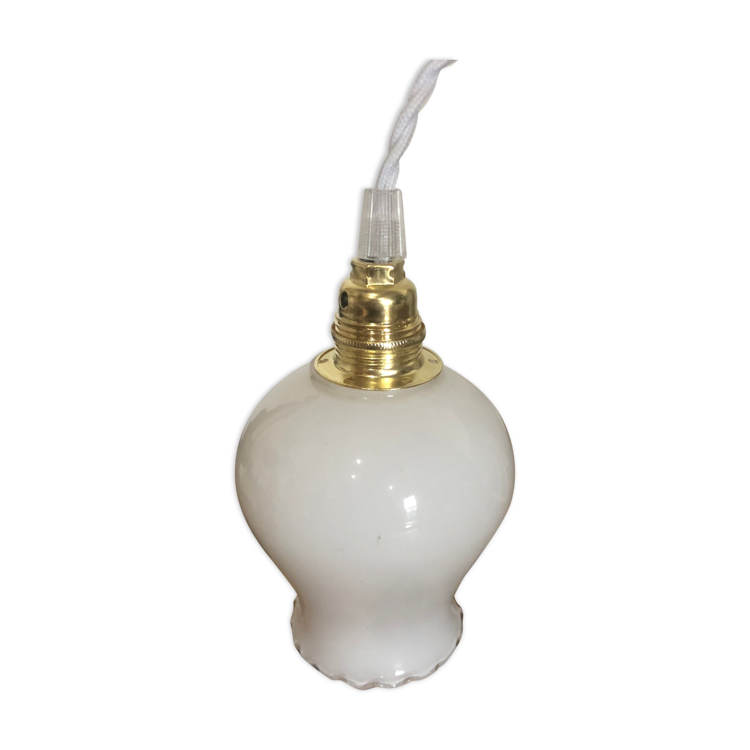 Vintage white glass pendant lamp